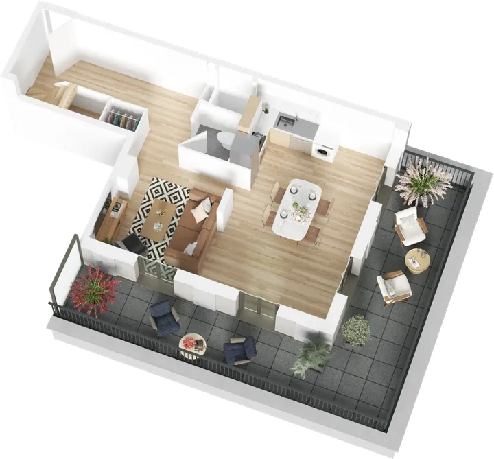 Plan 3D du lot B112